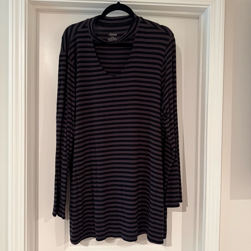 Soma Black and Gray Striped Tunic